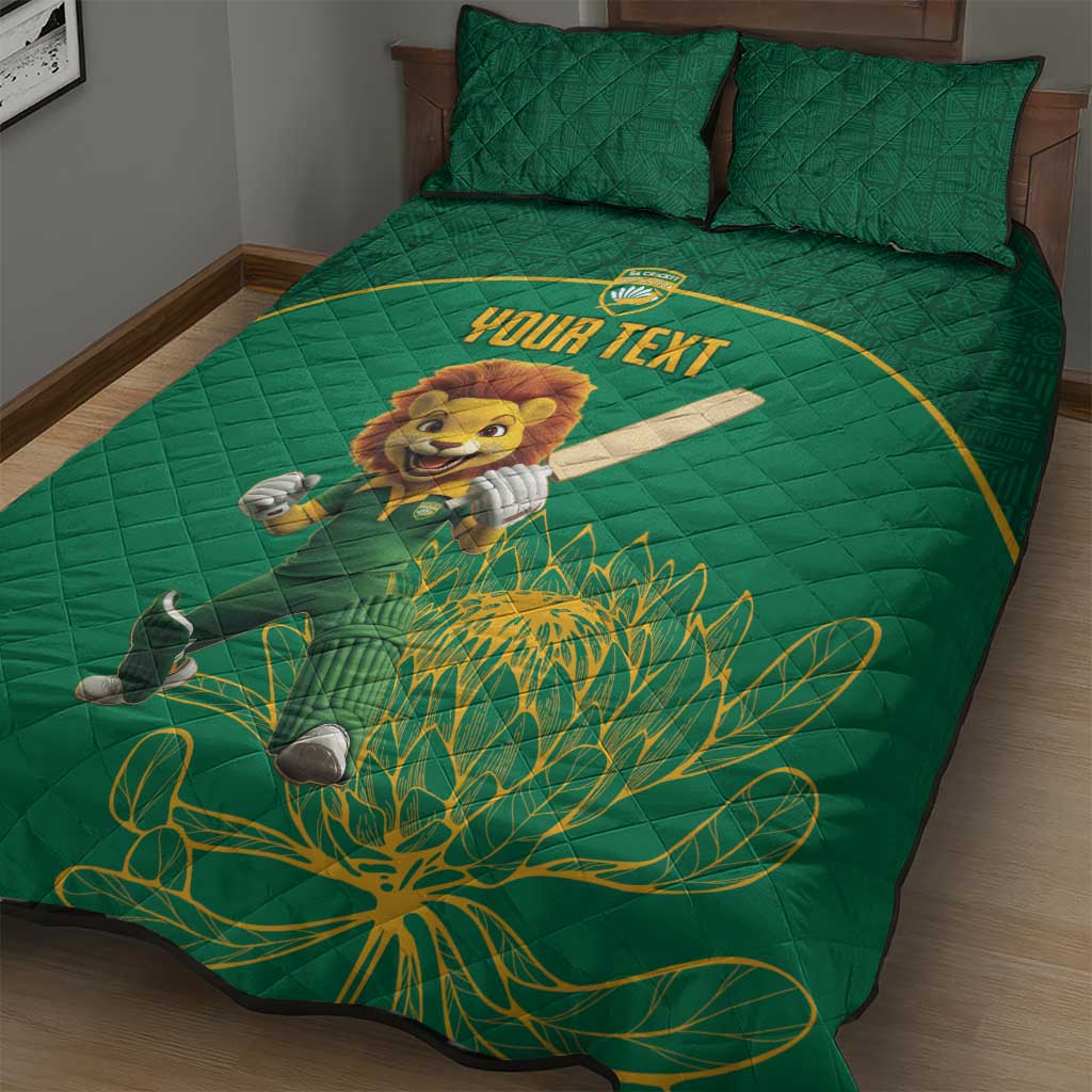 Custom South Africa Quilt Bed Set Lion Mascot Proteas Cricket LT15