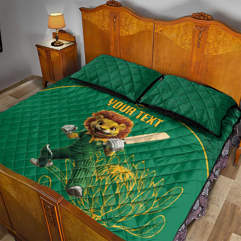 Custom South Africa Quilt Bed Set Lion Mascot Proteas Cricket LT15