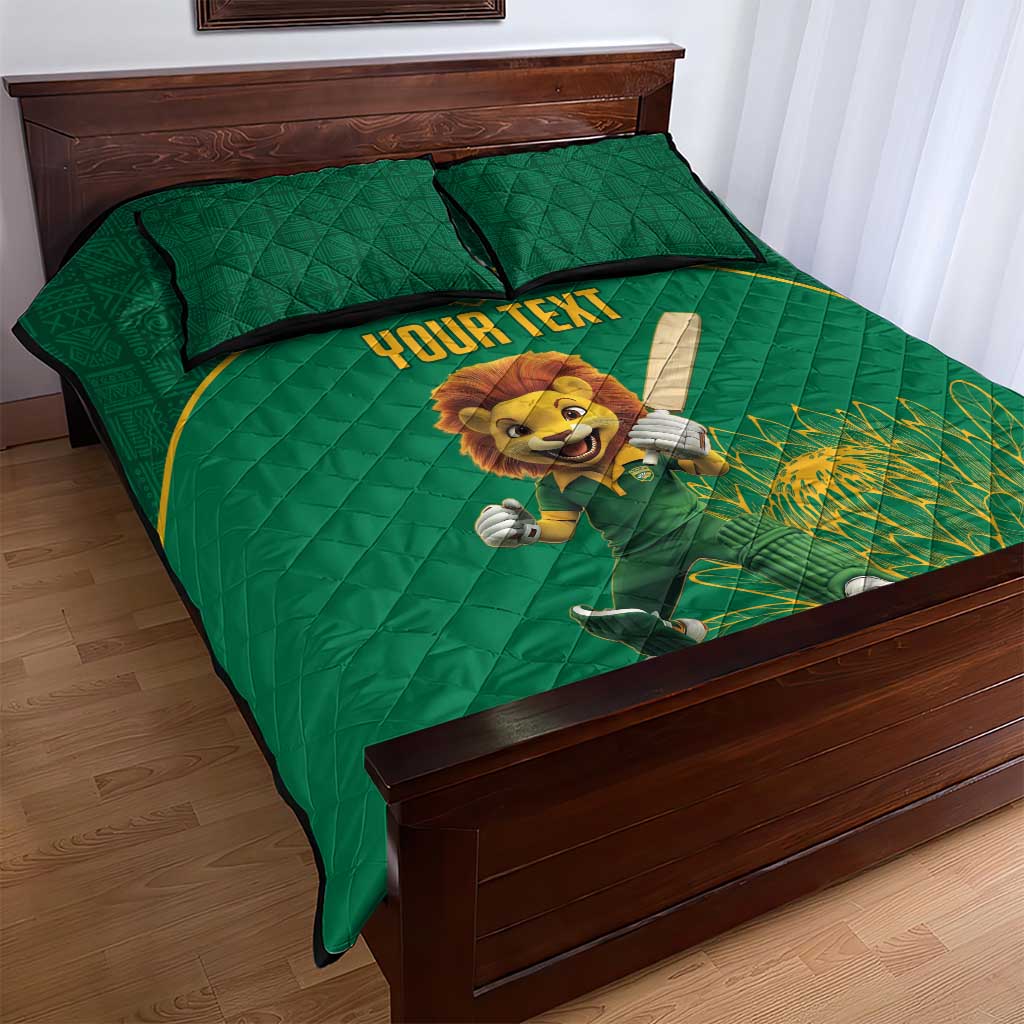 Custom South Africa Quilt Bed Set Lion Mascot Proteas Cricket LT15