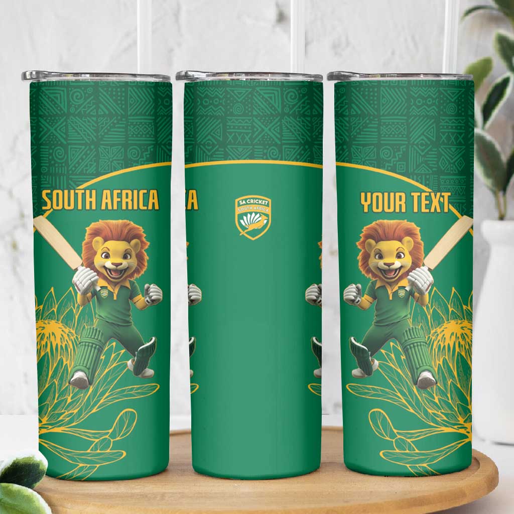 Custom South Africa Skinny Tumbler Lion Mascot Proteas Cricket LT15
