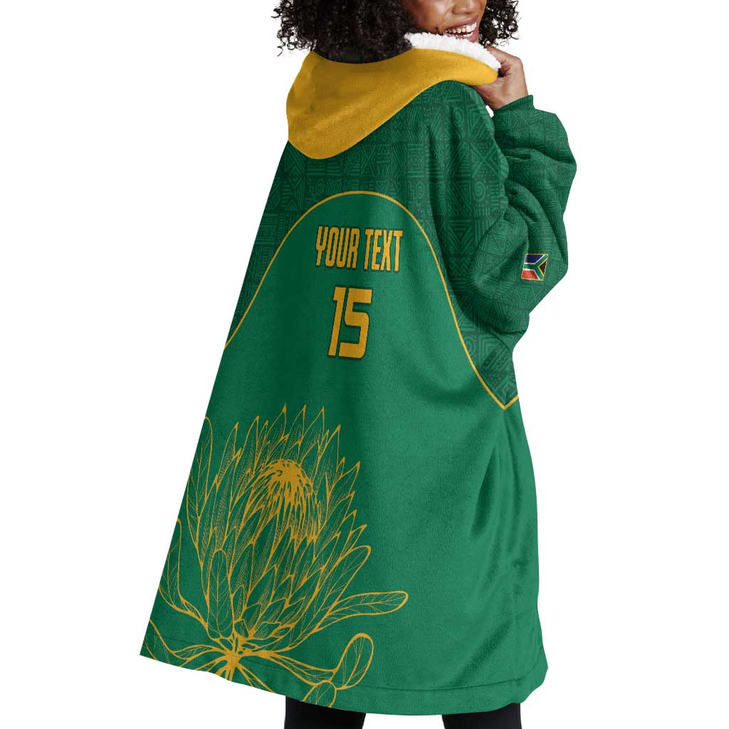 Custom South Africa Wearable Blanket Hoodie Lion Mascot Proteas Cricket LT15