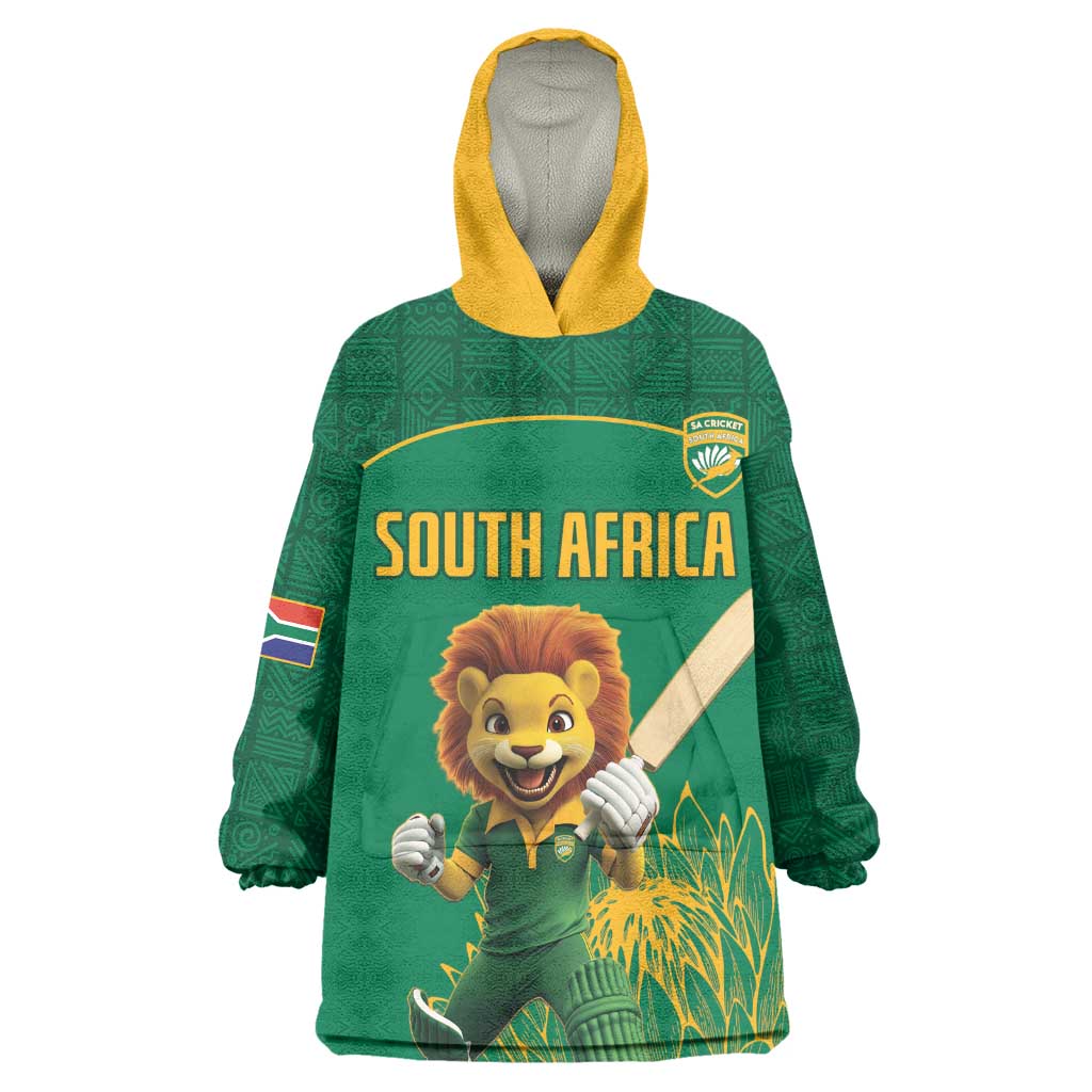 Custom South Africa Wearable Blanket Hoodie Lion Mascot Proteas Cricket LT15