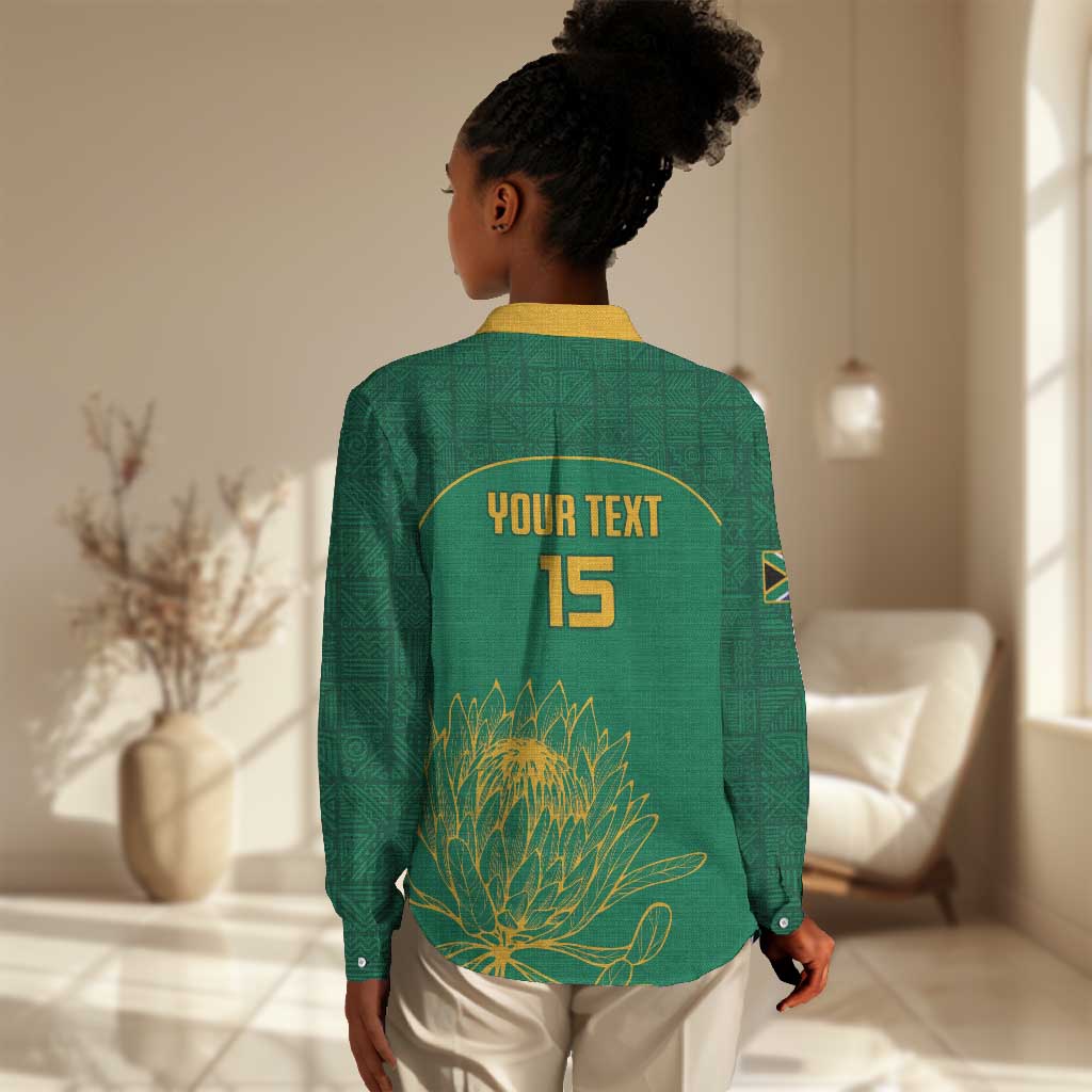 Custom South Africa Women Casual Shirt Lion Mascot Proteas Cricket LT15