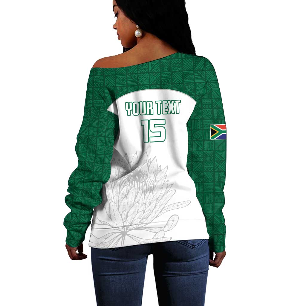 Custom Afro South Africa Cricket Off Shoulder Sweater Go Proteas - African Pattern LT15
