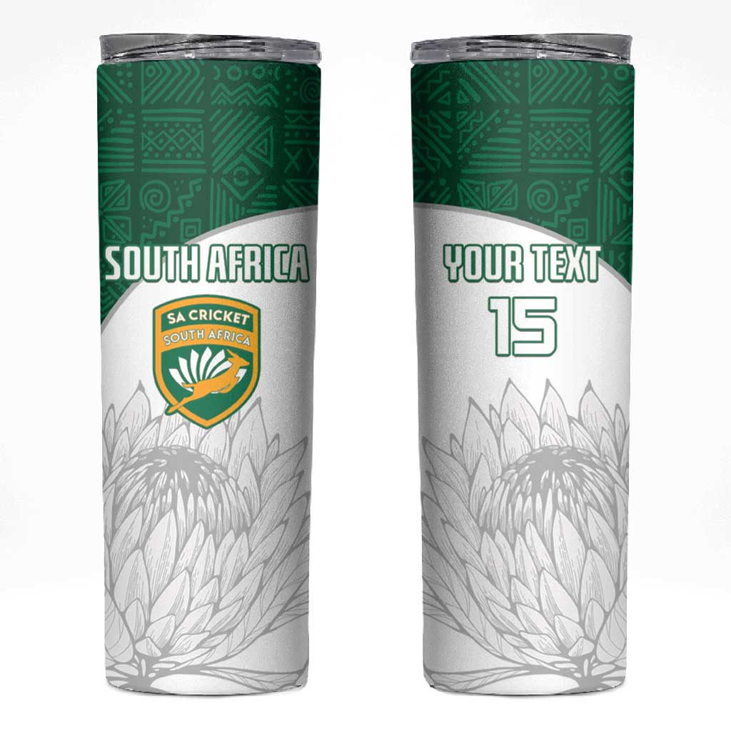 Custom Afro South Africa Cricket Skinny Tumbler Go Proteas - African Pattern LT15