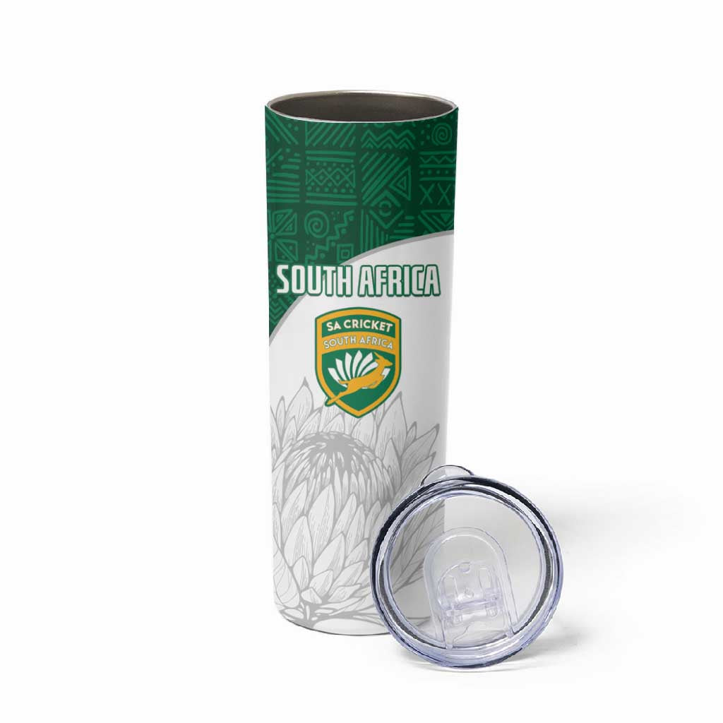 Custom Afro South Africa Cricket Skinny Tumbler Go Proteas - African Pattern LT15