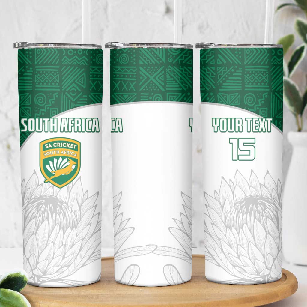 Custom Afro South Africa Cricket Skinny Tumbler Go Proteas - African Pattern LT15