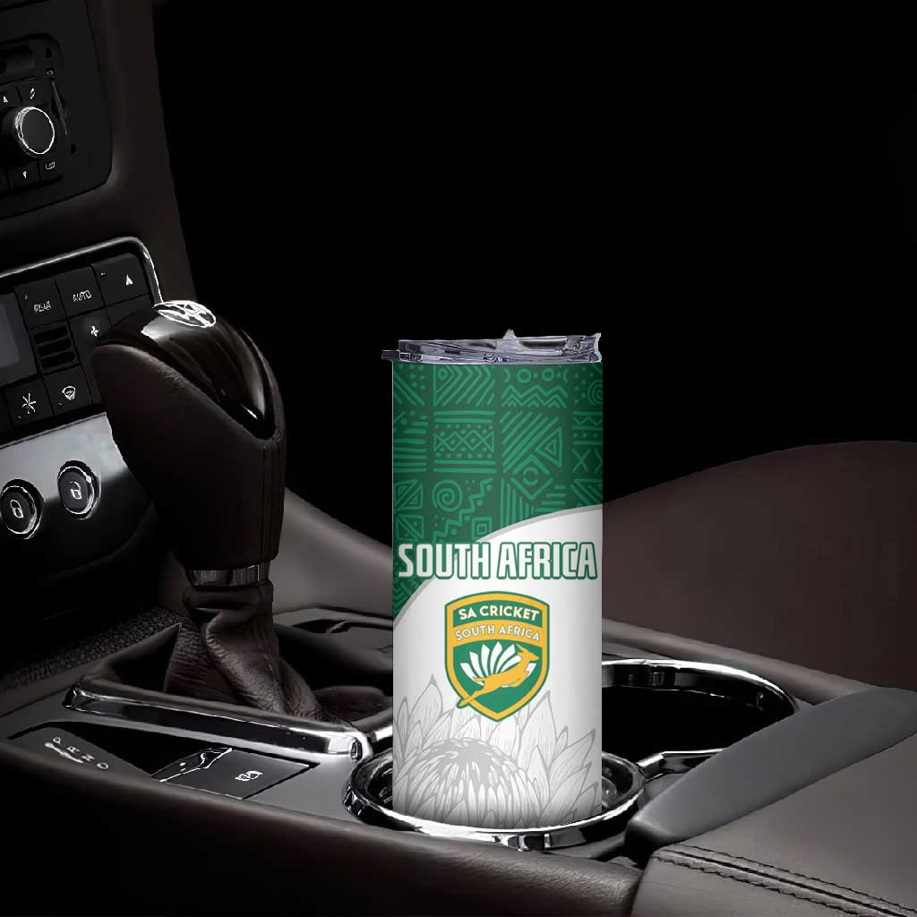 Custom Afro South Africa Cricket Skinny Tumbler Go Proteas - African Pattern LT15