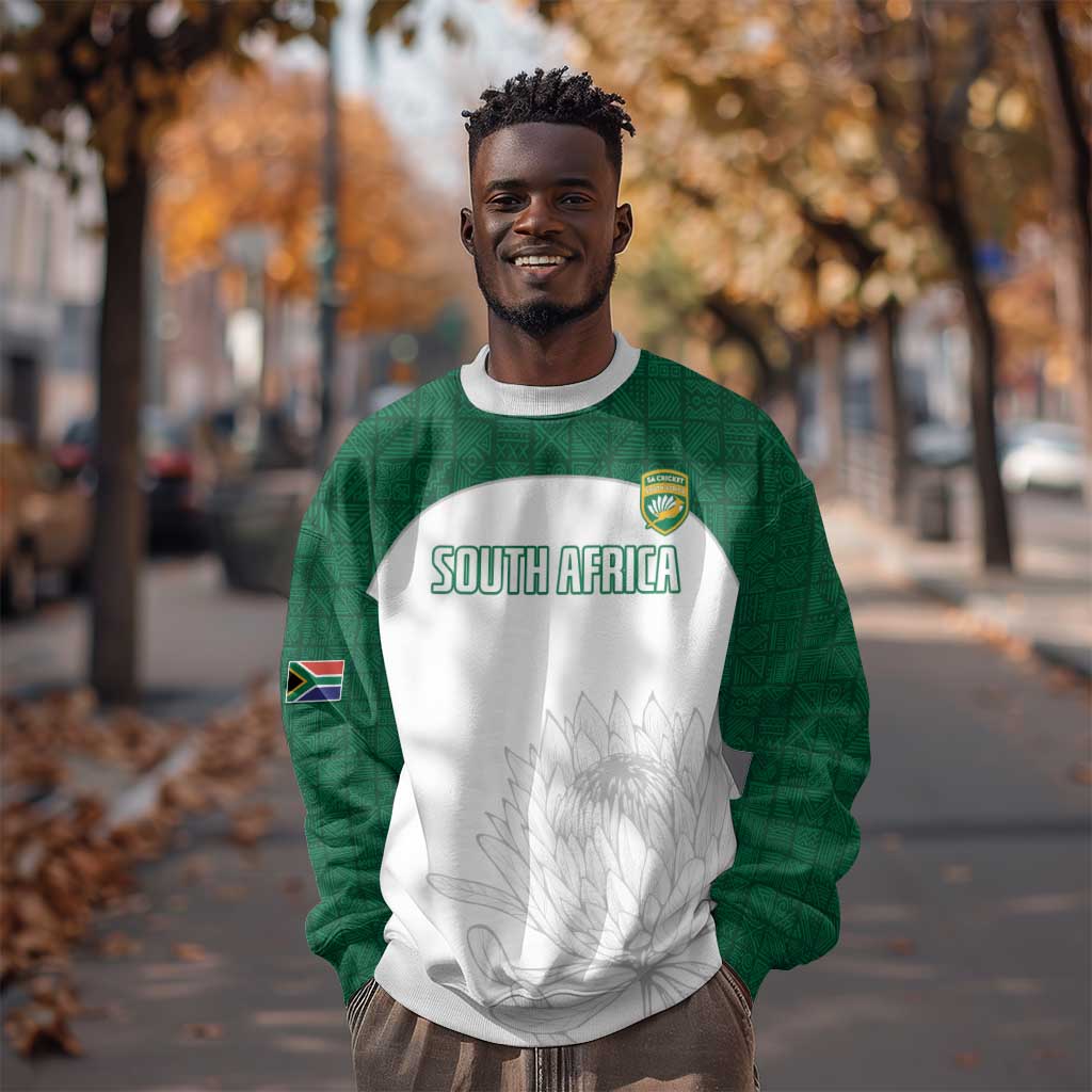 Custom Afro South Africa Cricket Sweatshirt Go Proteas - African Pattern LT15