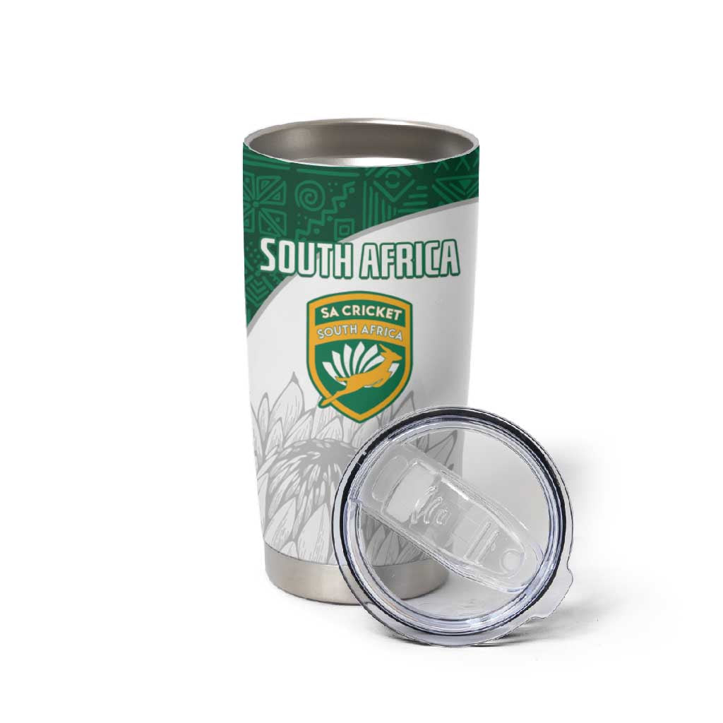 Custom Afro South Africa Cricket Tumbler Cup Go Proteas - African Pattern LT15