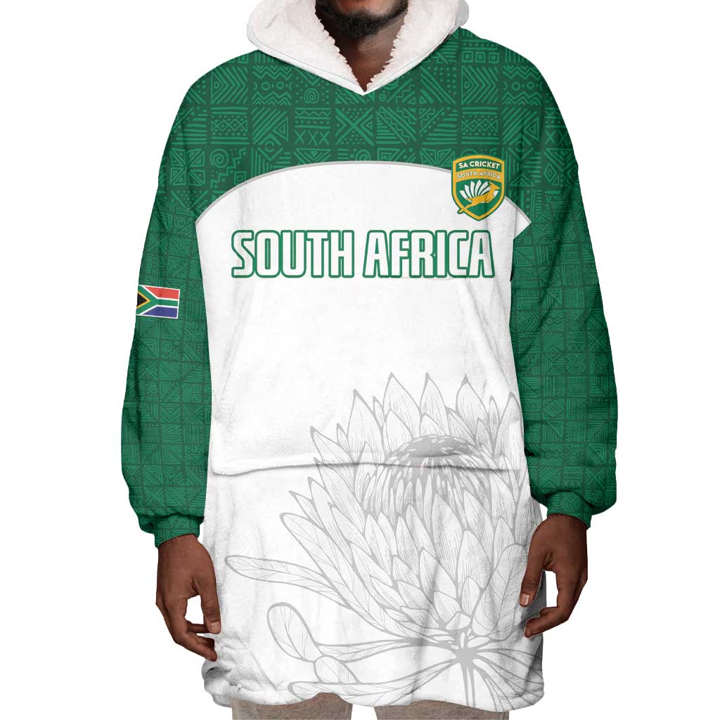 Custom Afro South Africa Cricket Wearable Blanket Hoodie Go Proteas - African Pattern LT15