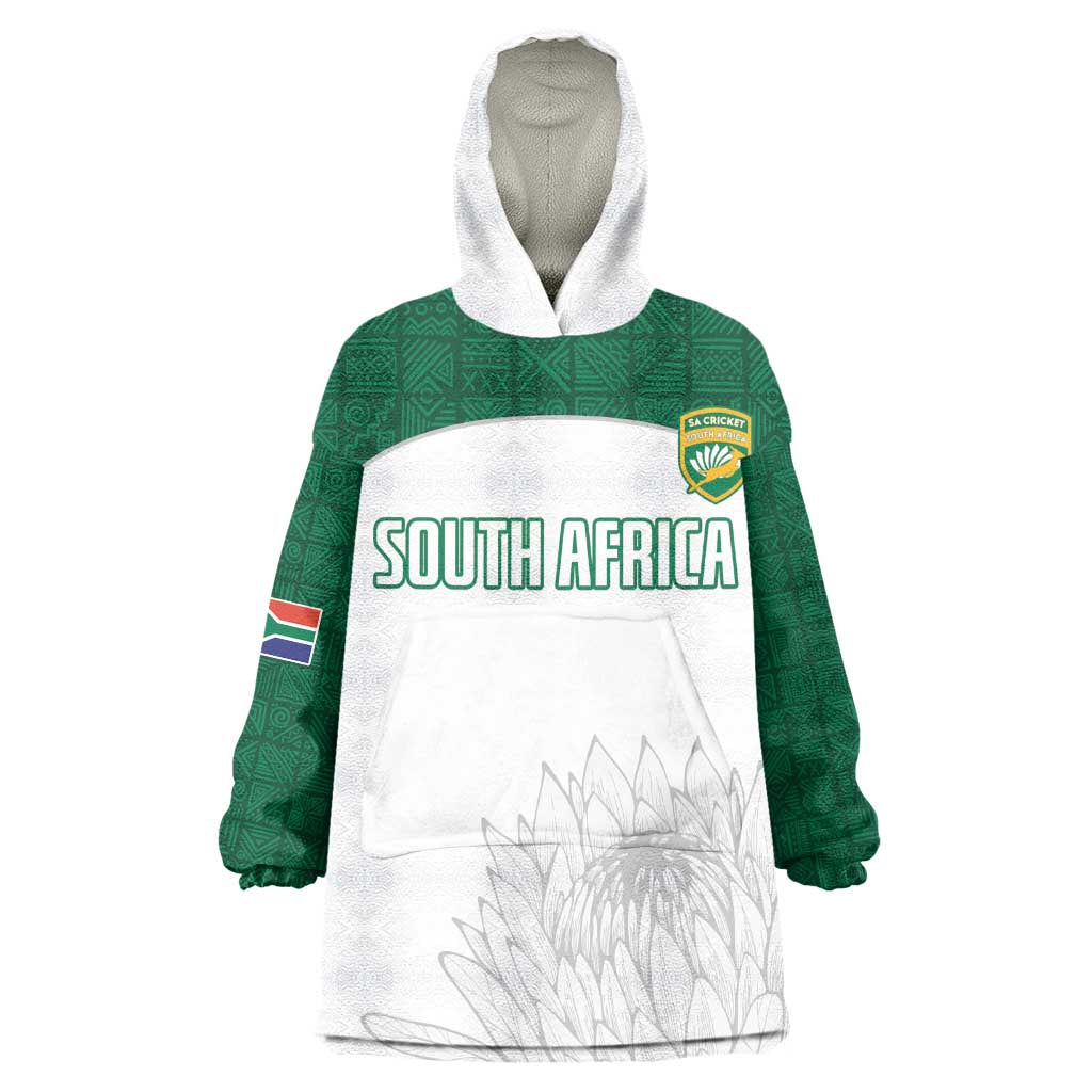 Custom Afro South Africa Cricket Wearable Blanket Hoodie Go Proteas - African Pattern LT15