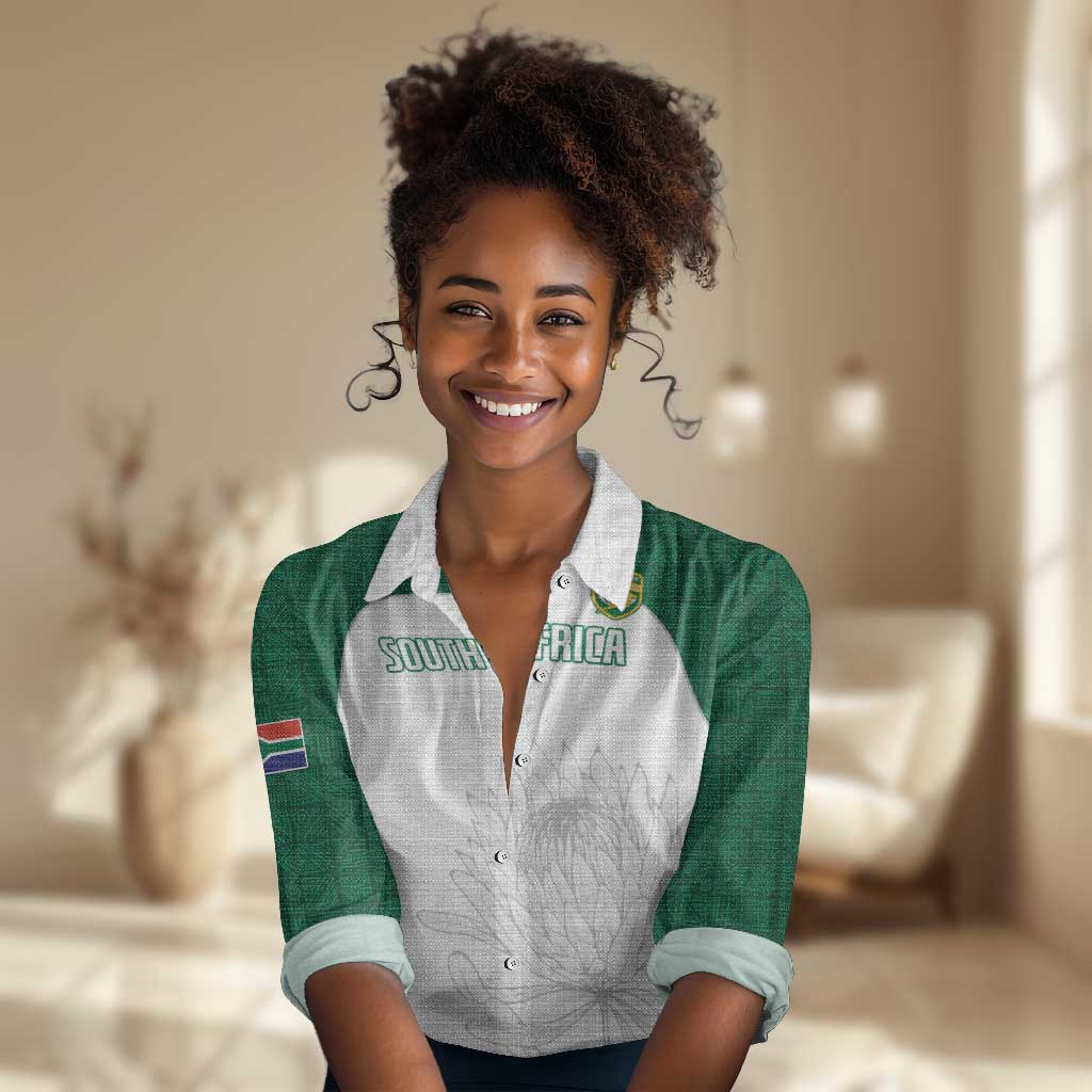 Custom Afro South Africa Cricket Women Casual Shirt Go Proteas - African Pattern LT15