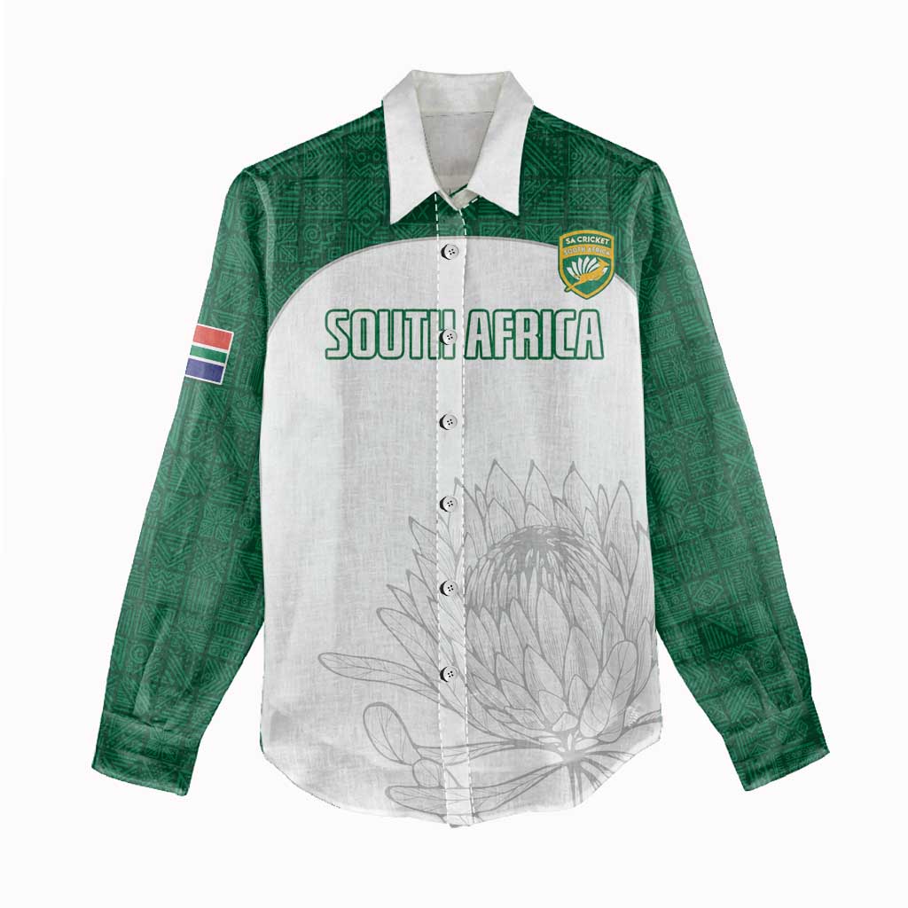 Custom Afro South Africa Cricket Women Casual Shirt Go Proteas - African Pattern LT15
