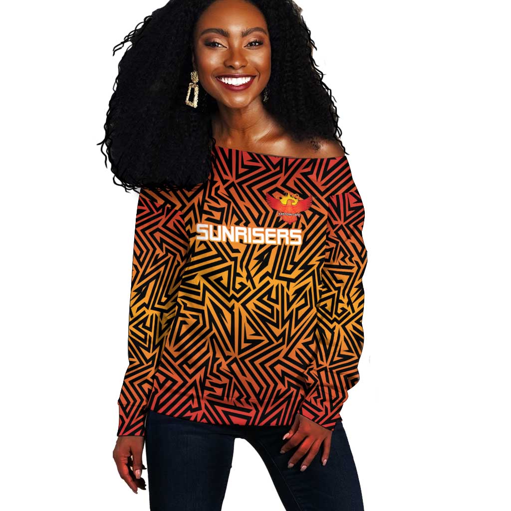 Custom Afro South Africa Cricket Off Shoulder Sweater Eastern Cape - Go Sunrisers LT15