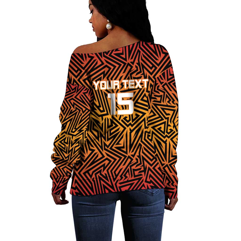 Custom Afro South Africa Cricket Off Shoulder Sweater Eastern Cape - Go Sunrisers LT15