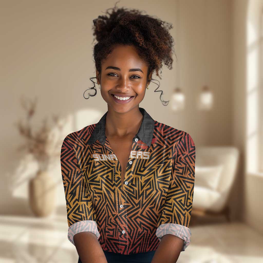 Custom Afro South Africa Cricket Women Casual Shirt Eastern Cape - Go Sunrisers LT15