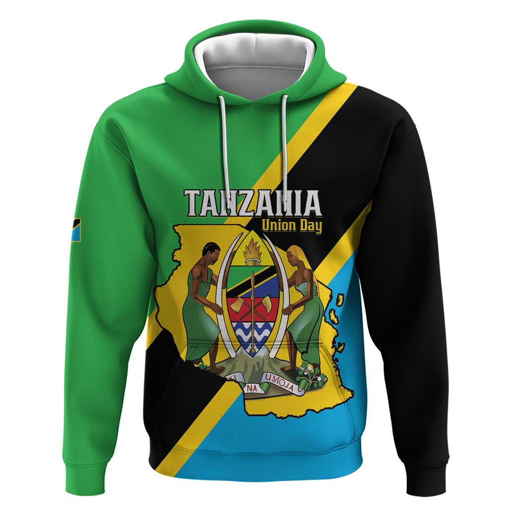 Personalised Tanzania Union Day Hoodie Coat Of Arms With Map LT15
