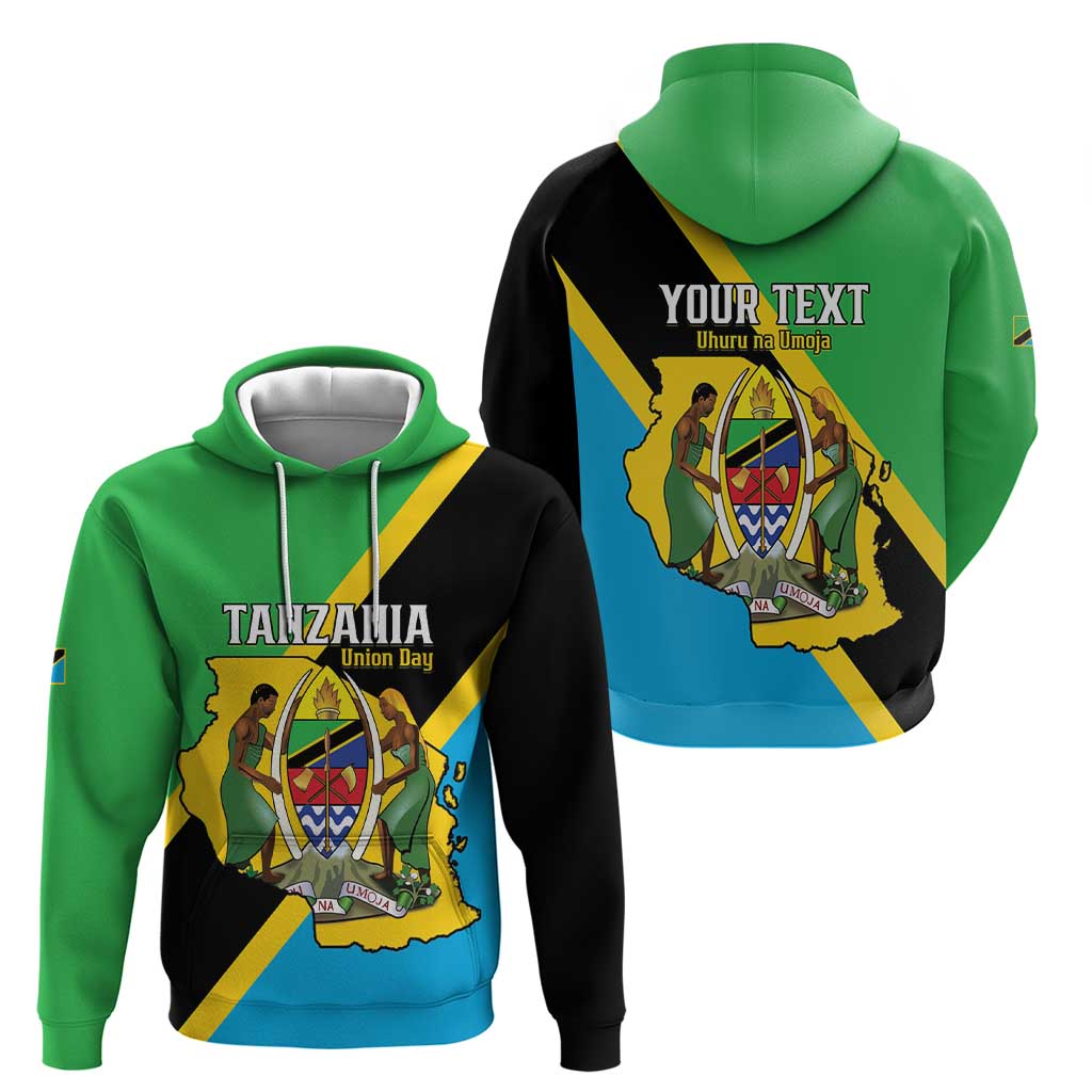 Personalised Tanzania Union Day Hoodie Coat Of Arms With Map LT15