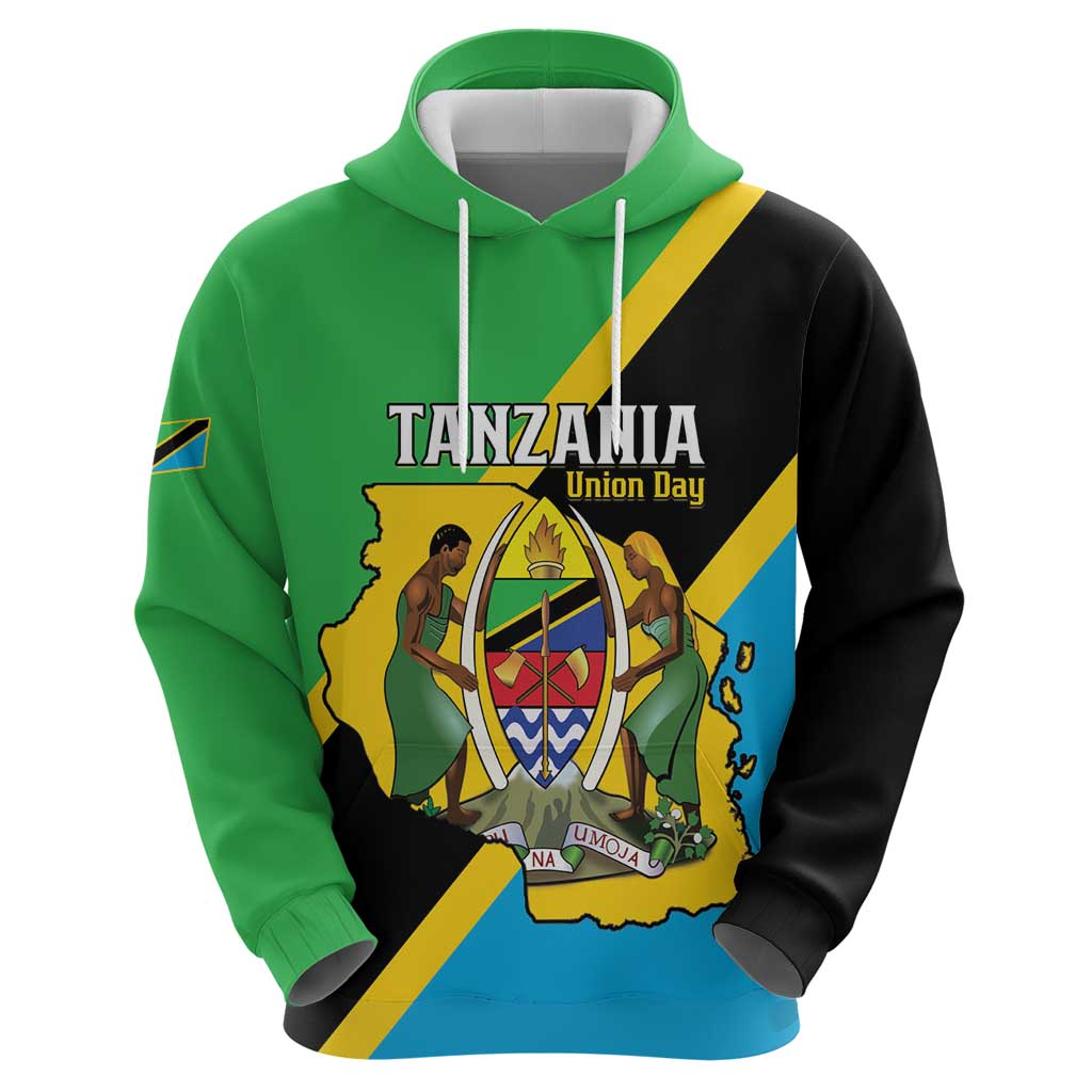 Personalised Tanzania Union Day Hoodie Coat Of Arms With Map LT15