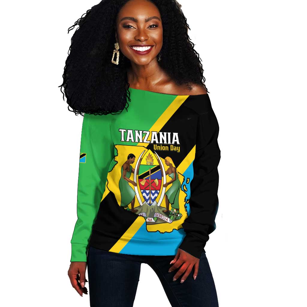 Personalised Afro Tanzania Off Shoulder Sweater Happy Union Day LT15