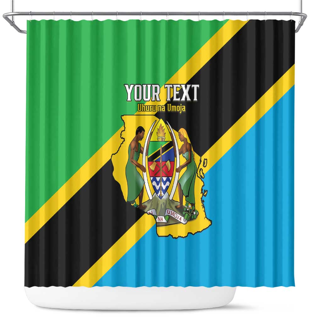 Personalised Tanzania Union Day Shower Curtain Coat Of Arms With Map LT15