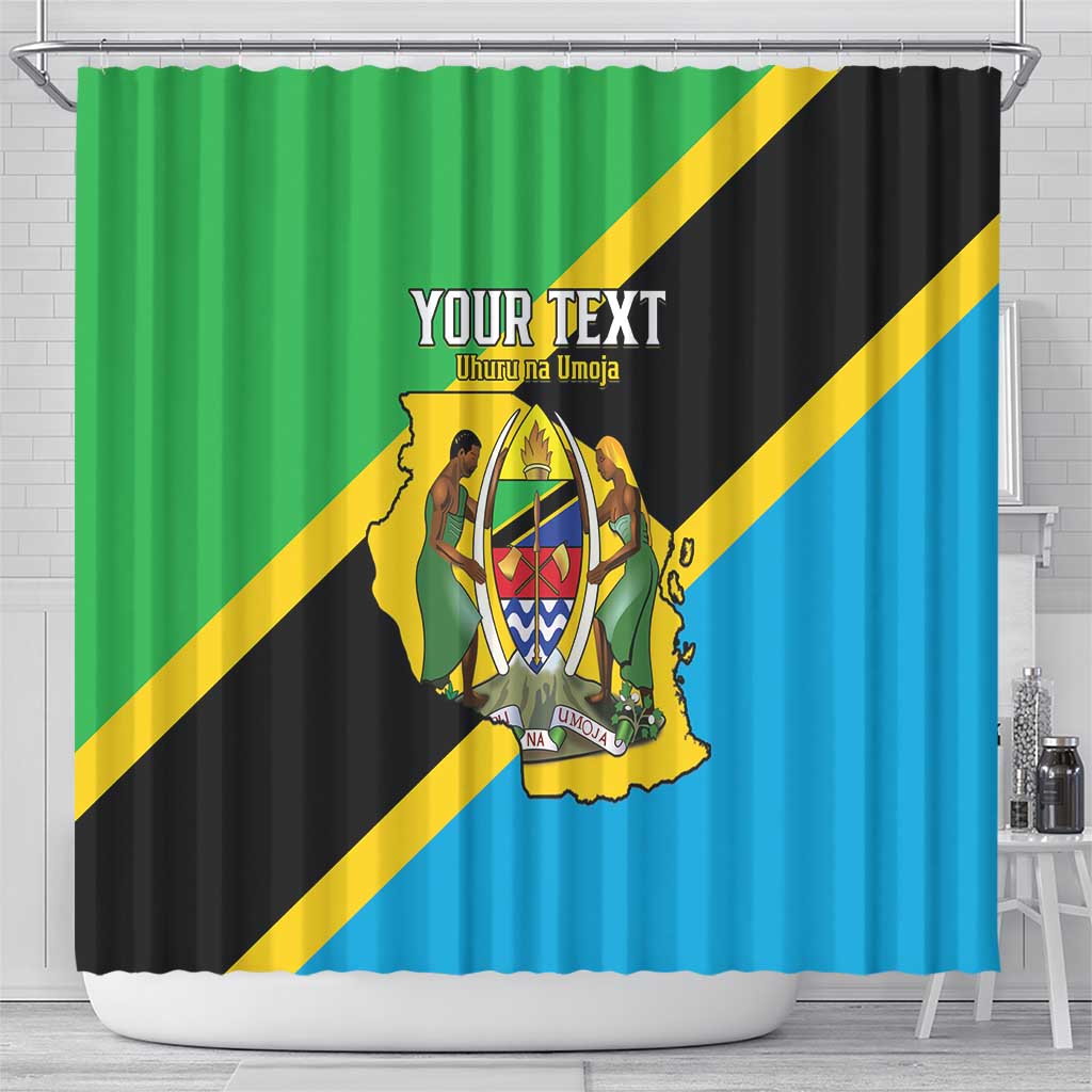 Personalised Tanzania Union Day Shower Curtain Coat Of Arms With Map LT15