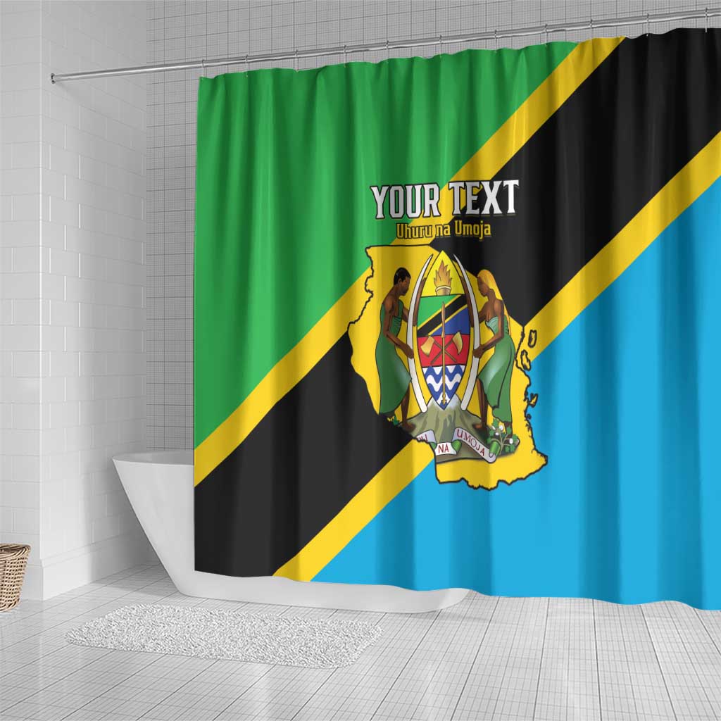 Personalised Tanzania Union Day Shower Curtain Coat Of Arms With Map LT15