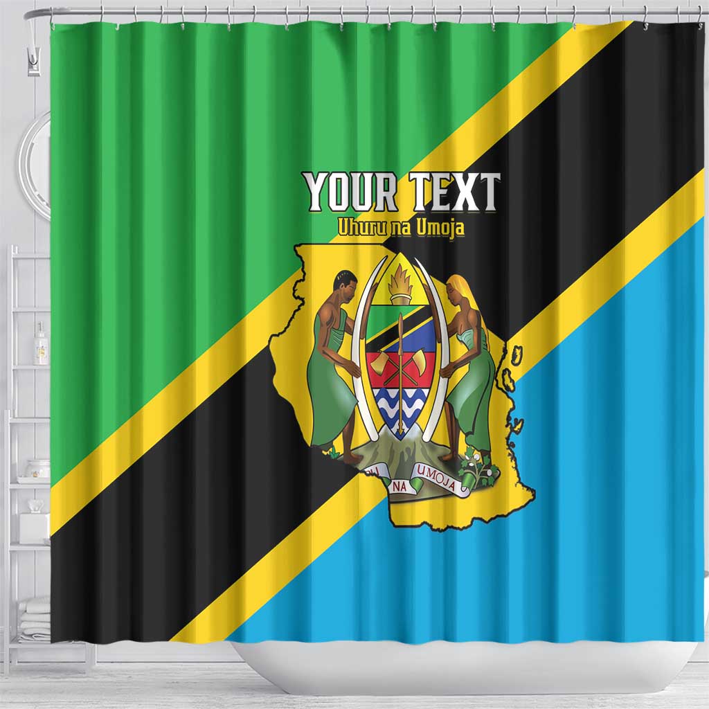Personalised Tanzania Union Day Shower Curtain Coat Of Arms With Map LT15