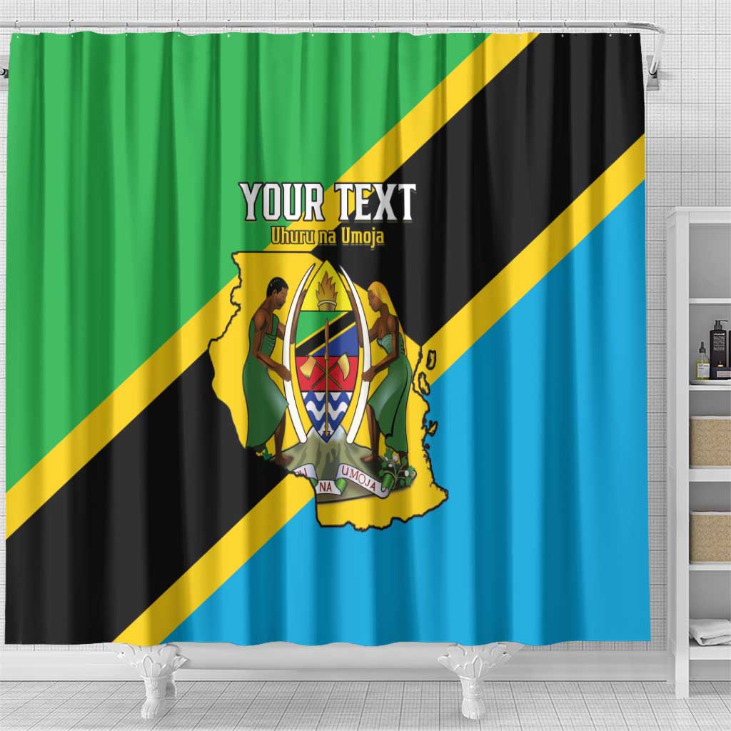 Personalised Tanzania Union Day Shower Curtain Coat Of Arms With Map LT15