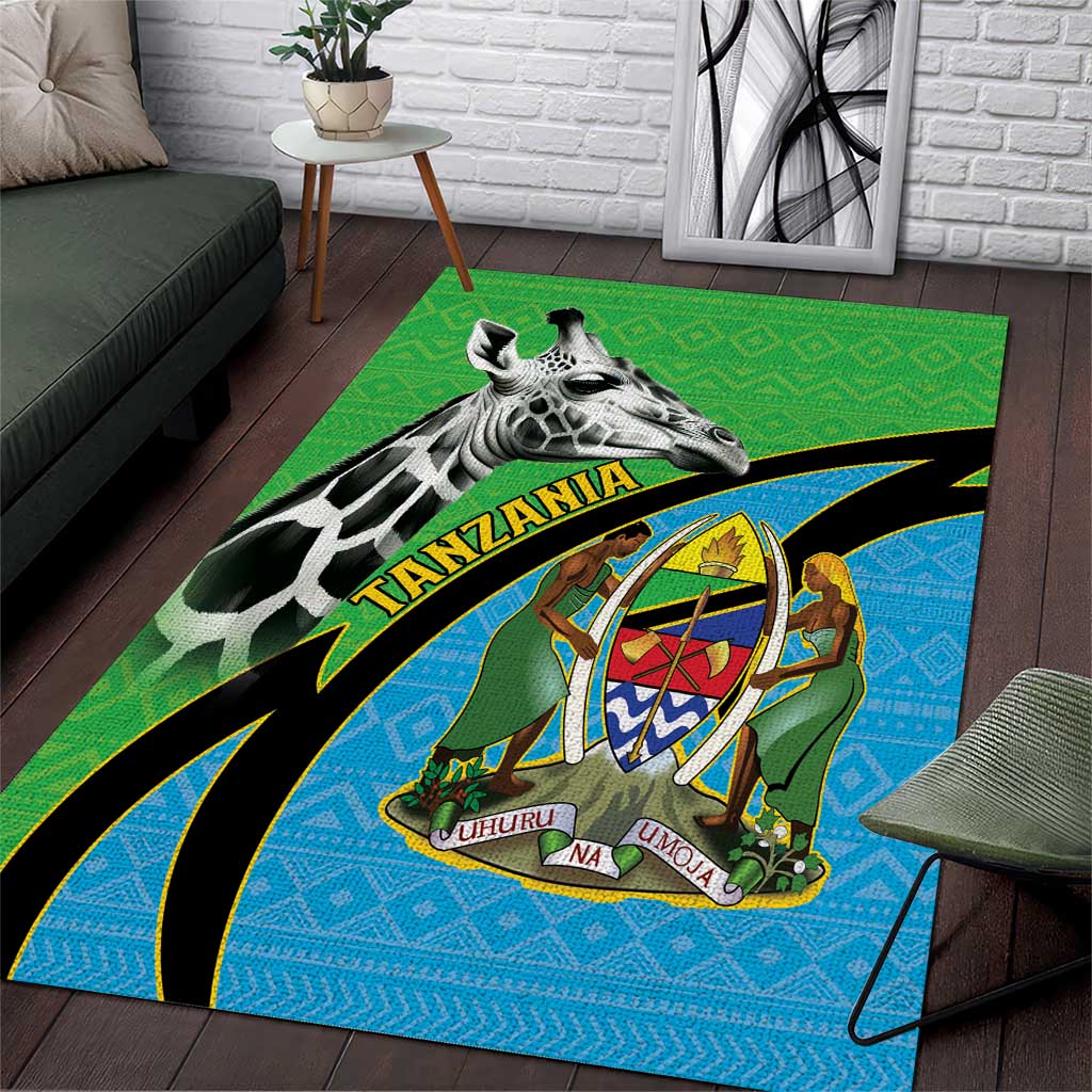 Afro Tanzania Giraffe Area Rug Coat Of Arms Curve Style LT15