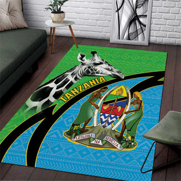 Afro Tanzania Giraffe Area Rug Coat Of Arms Curve Style LT15