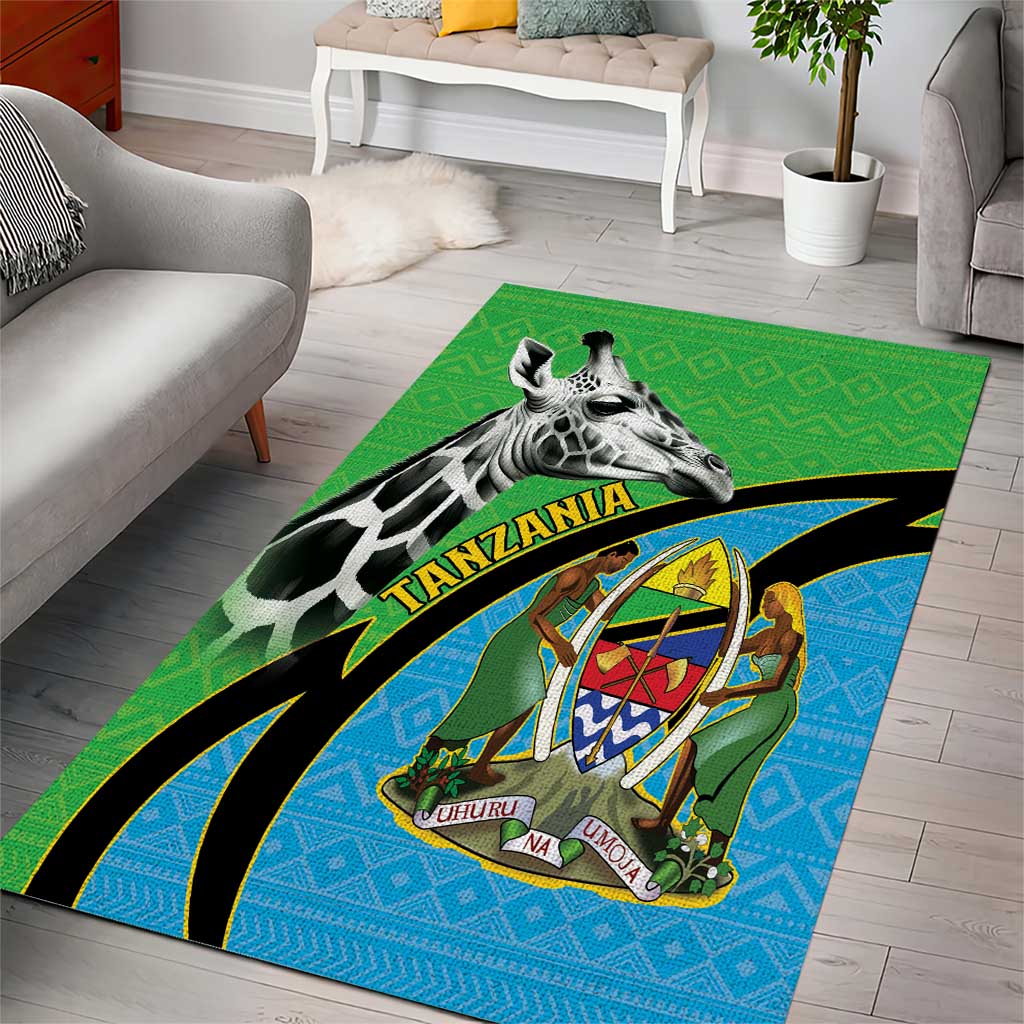 Afro Tanzania Giraffe Area Rug Coat Of Arms Curve Style LT15