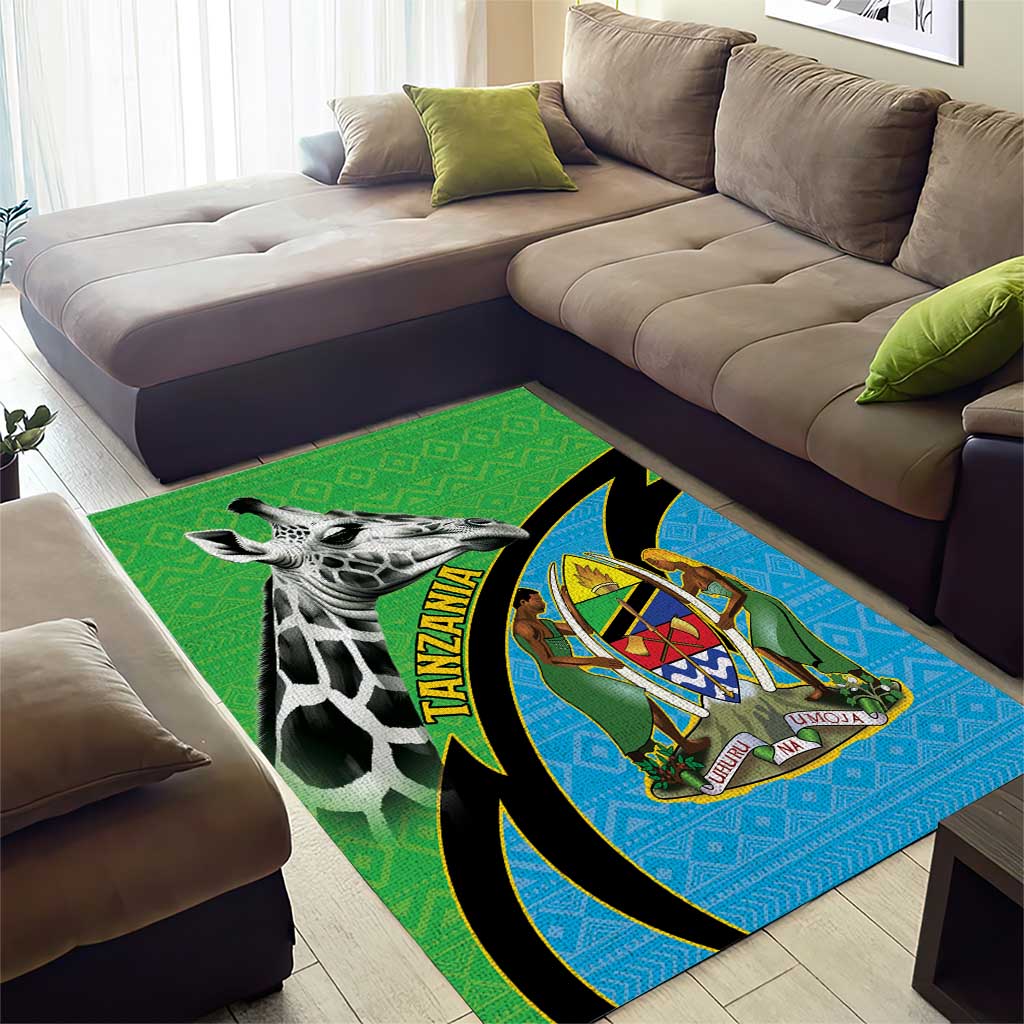 Afro Tanzania Giraffe Area Rug Coat Of Arms Curve Style LT15