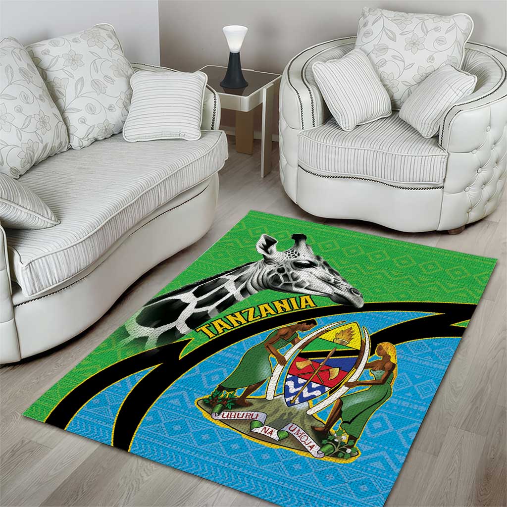 Afro Tanzania Giraffe Area Rug Coat Of Arms Curve Style LT15