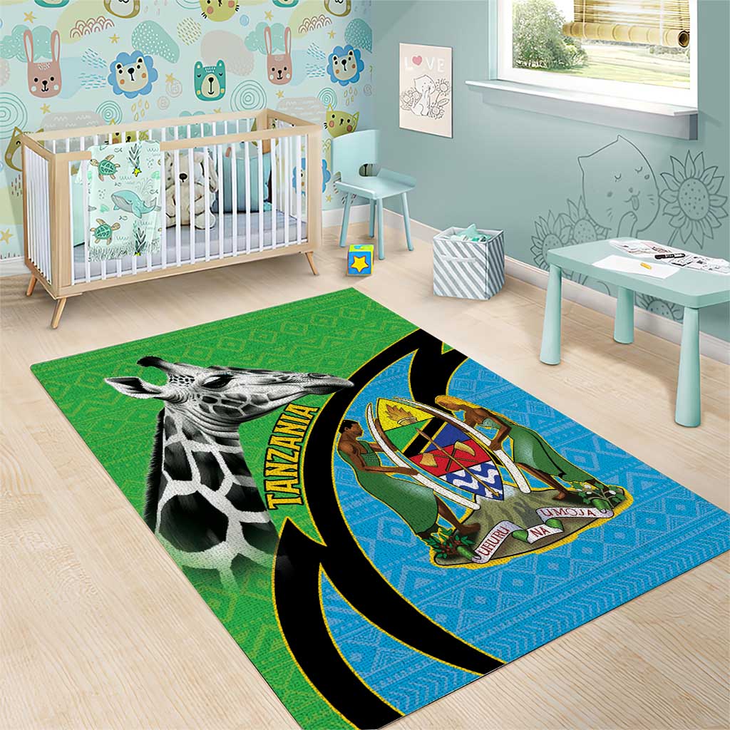 Afro Tanzania Giraffe Area Rug Coat Of Arms Curve Style LT15