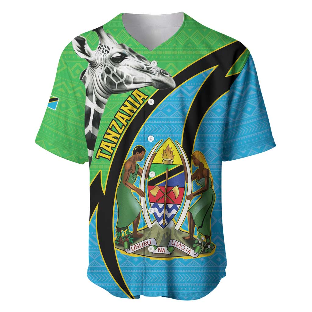 Afro Tanzania Giraffe Baseball Jersey Coat Of Arms Curve Style LT15