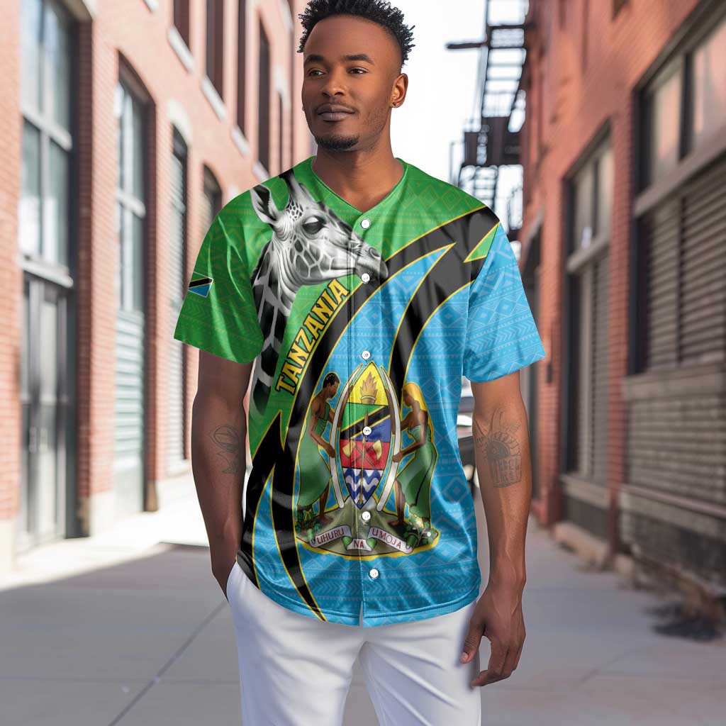 Afro Tanzania Giraffe Baseball Jersey Coat Of Arms Curve Style LT15