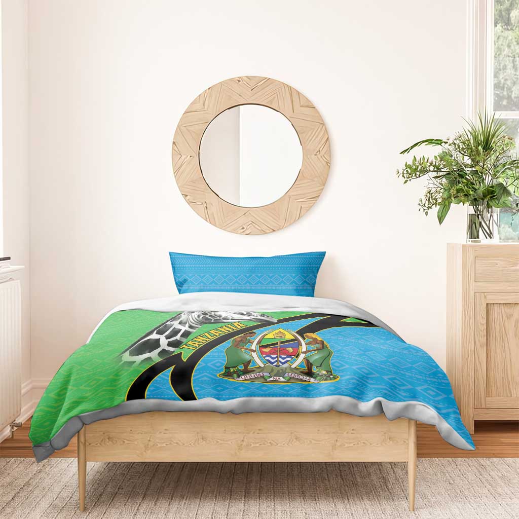 Afro Tanzania Giraffe Bedding Set Coat Of Arms Curve Style LT15