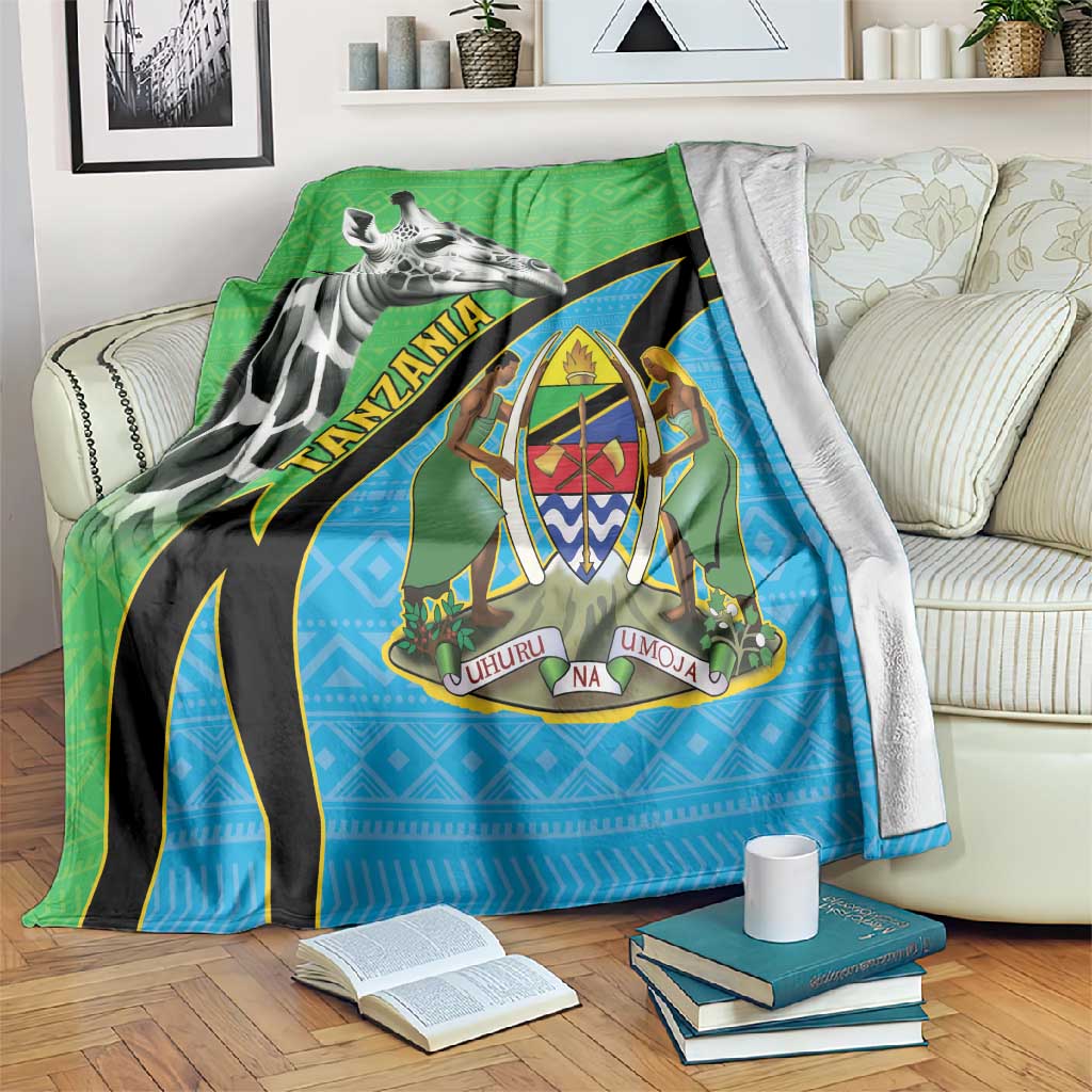 Afro Tanzania Giraffe Blanket Coat Of Arms Curve Style LT15