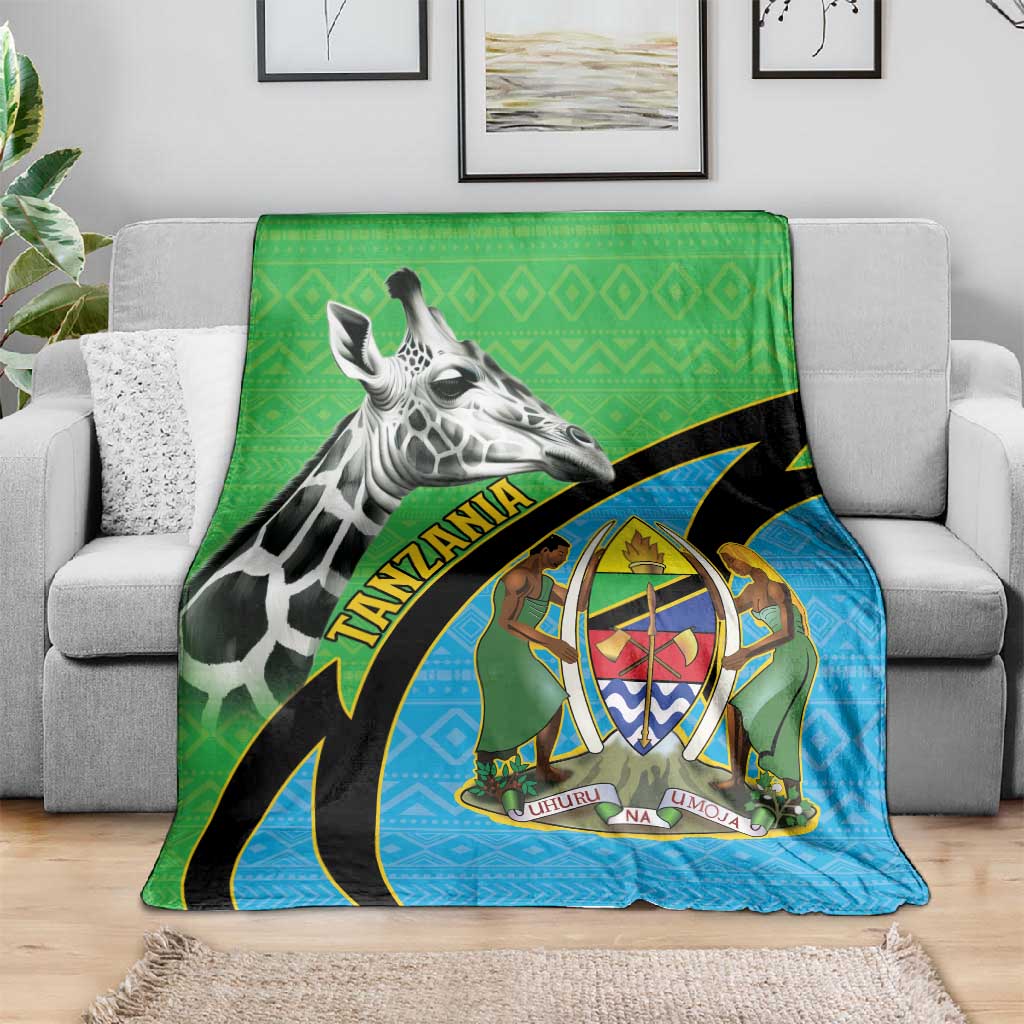 Afro Tanzania Giraffe Blanket Coat Of Arms Curve Style LT15