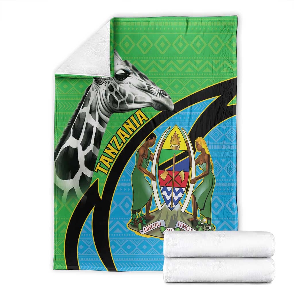 Afro Tanzania Giraffe Blanket Coat Of Arms Curve Style LT15