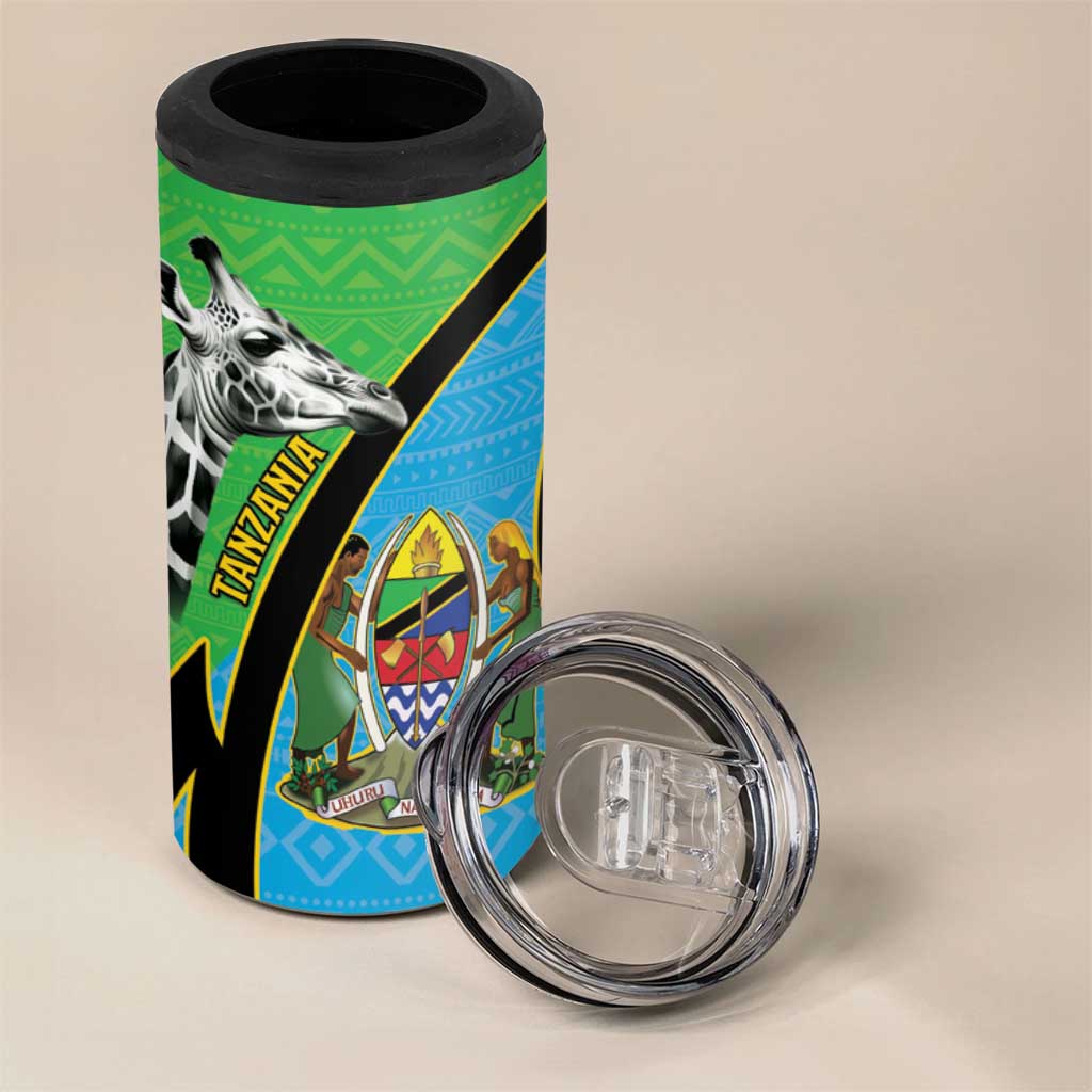 Afro Tanzania Giraffe 4 in 1 Can Cooler Tumbler Coat Of Arms Curve Style LT15