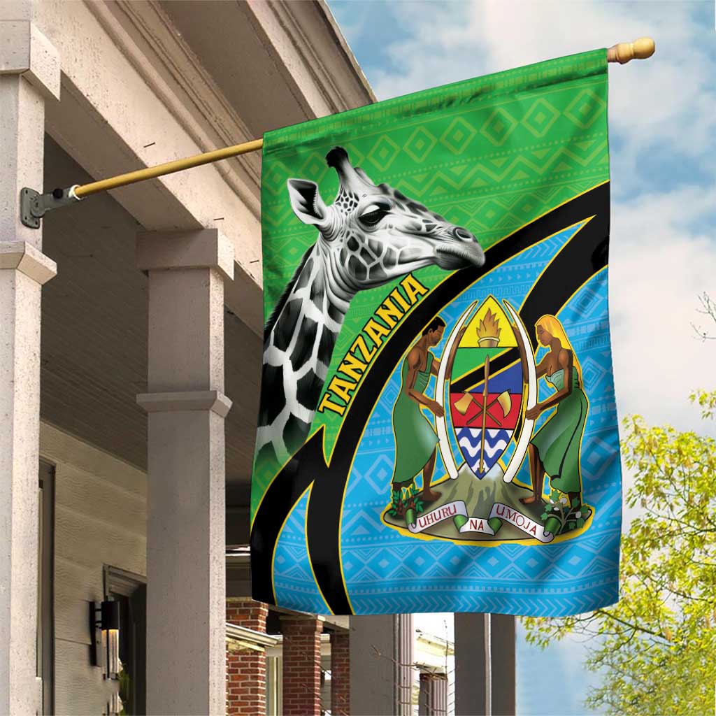Afro Tanzania Giraffe Garden Flag Coat Of Arms Curve Style LT15