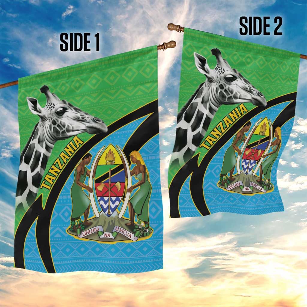 Afro Tanzania Giraffe Garden Flag Coat Of Arms Curve Style LT15