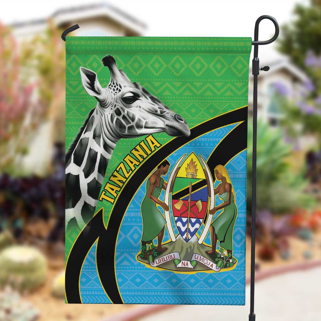 Afro Tanzania Giraffe Garden Flag Coat Of Arms Curve Style LT15