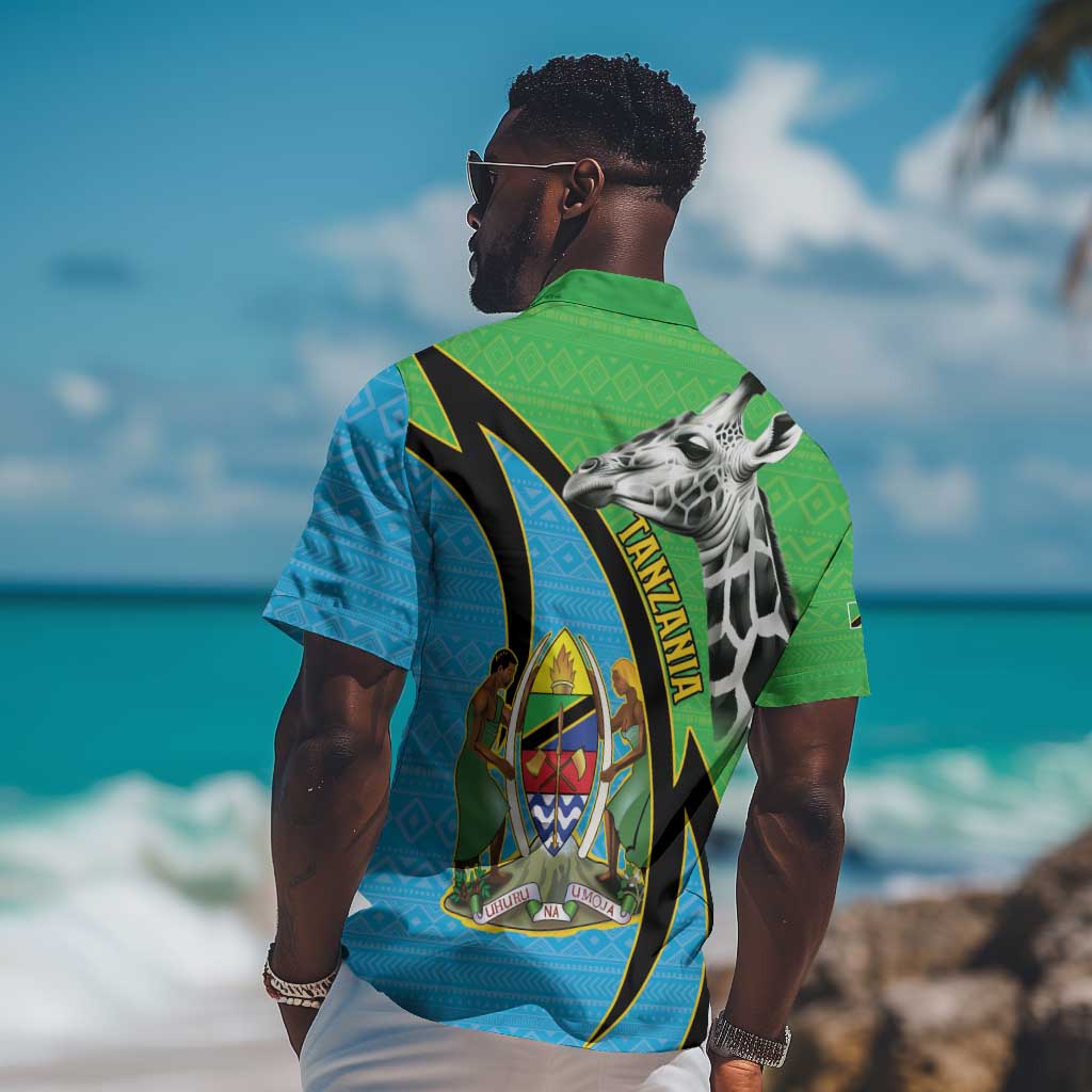 Afro Tanzania Giraffe Hawaiian Shirt Coat Of Arms Curve Style LT15