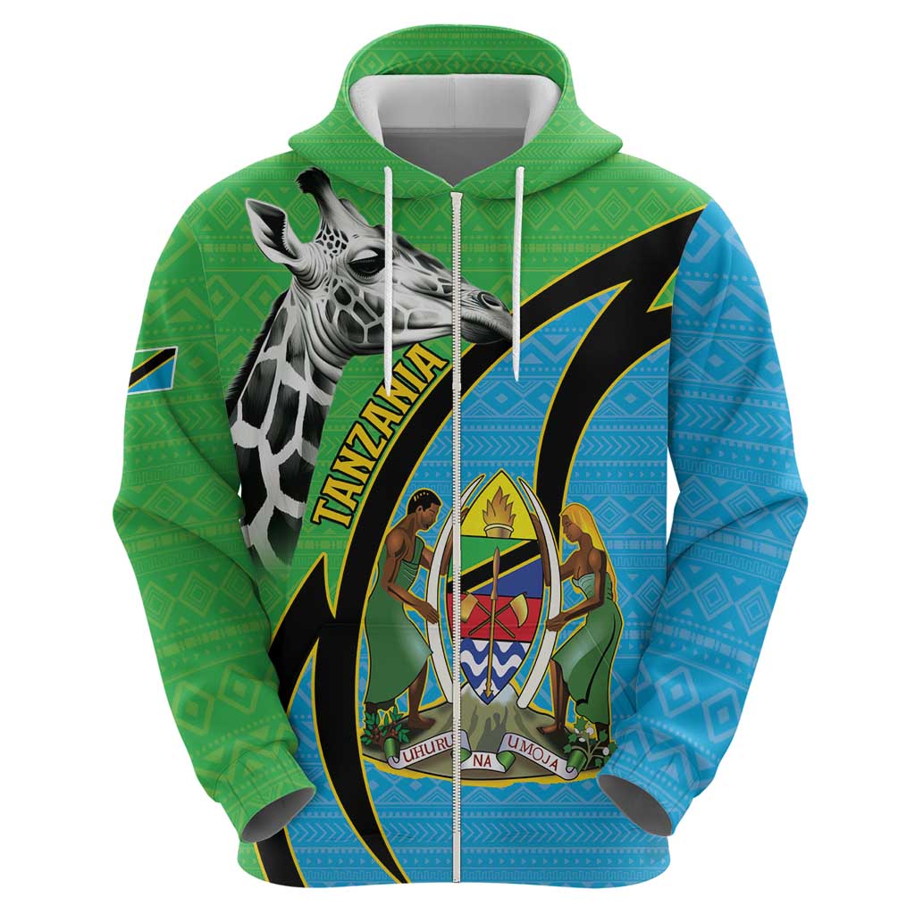 Tanzania Giraffe Hoodie Coat Of Arms African Pattern LT15
