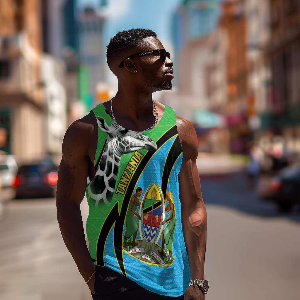 Afro Tanzania Giraffe Men Tank Top Coat Of Arms Curve Style LT15