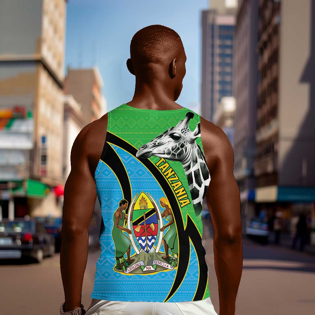 Afro Tanzania Giraffe Men Tank Top Coat Of Arms Curve Style LT15